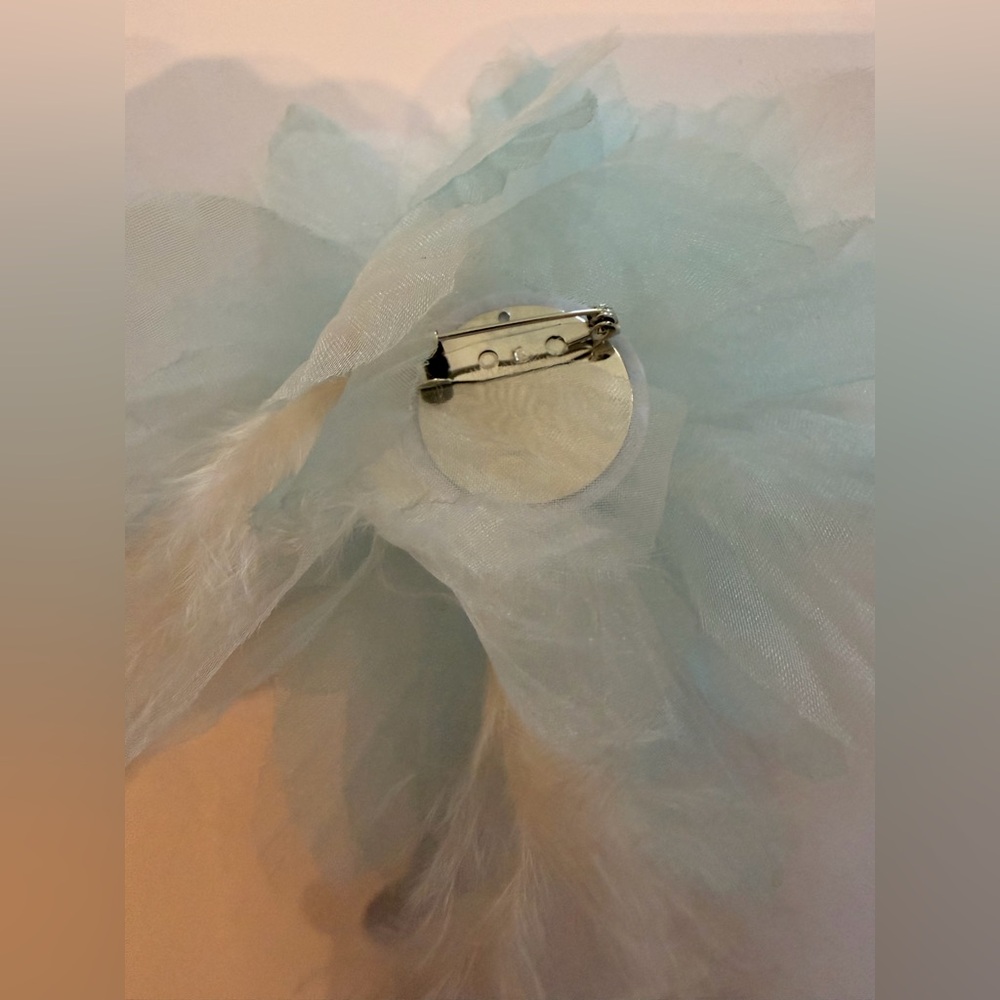Free People Light Blue Floral Feather Brooch - Picture 4 of 4